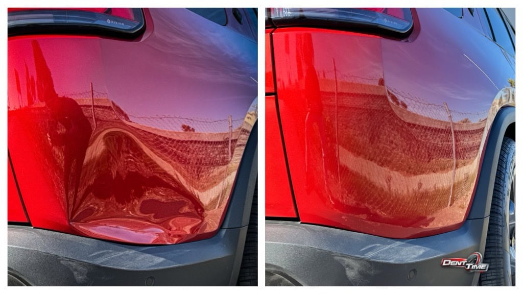 Rvian smash dent repair by Joe Garcia at Dent Evo.