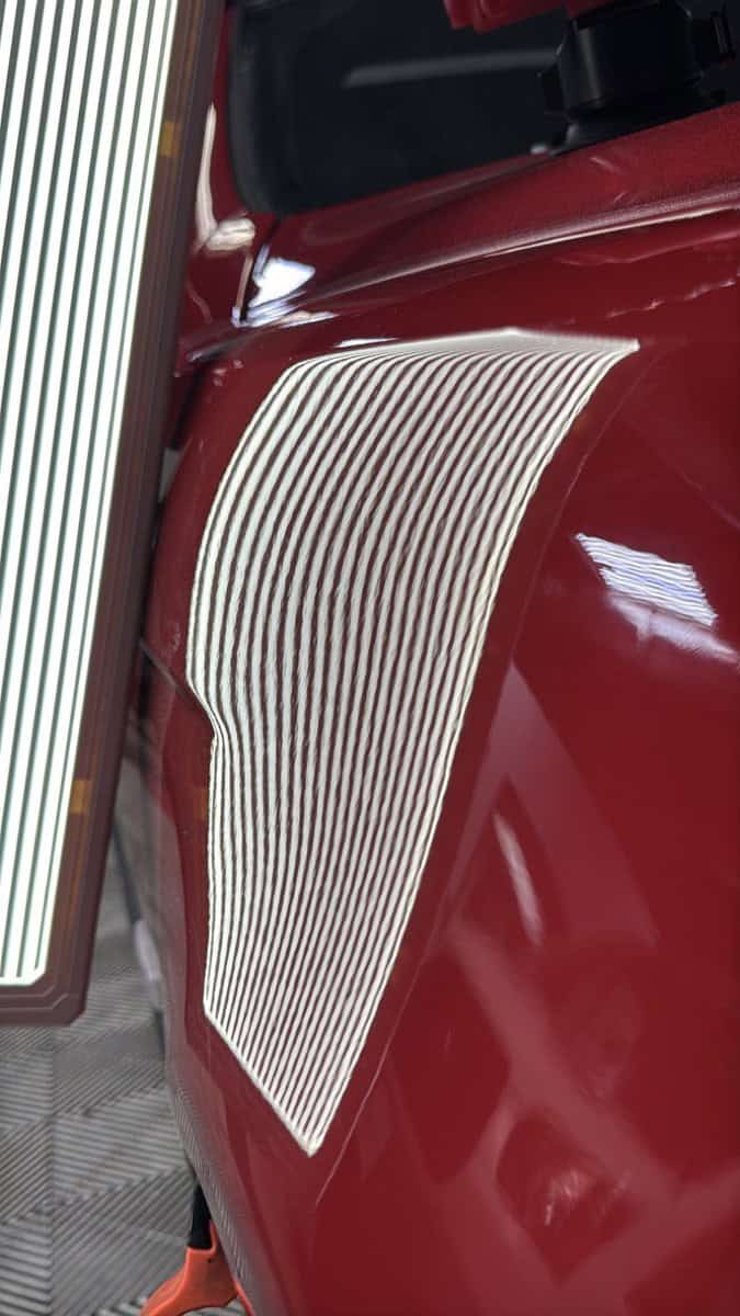 BMW M5 fender after PDR repair complete